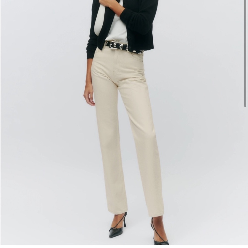 Reformation Abby High Rise Straight Jeans in Fior Di Latte NWT Sz 28